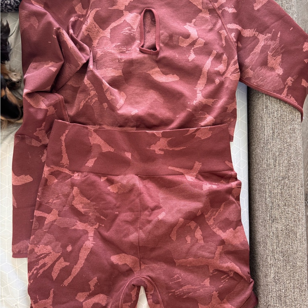 Gymshark camo Long Sleeve shorts Set
